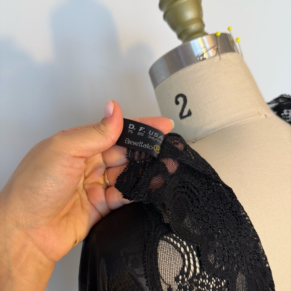 La Perla Lace Bodsuit Womens S/M Black Floral Long Sleeve High Neck - Picture 6 of 6